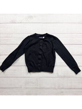 The Children's Place Girls Black Button Up Cardigan Knit Sweater 7-8